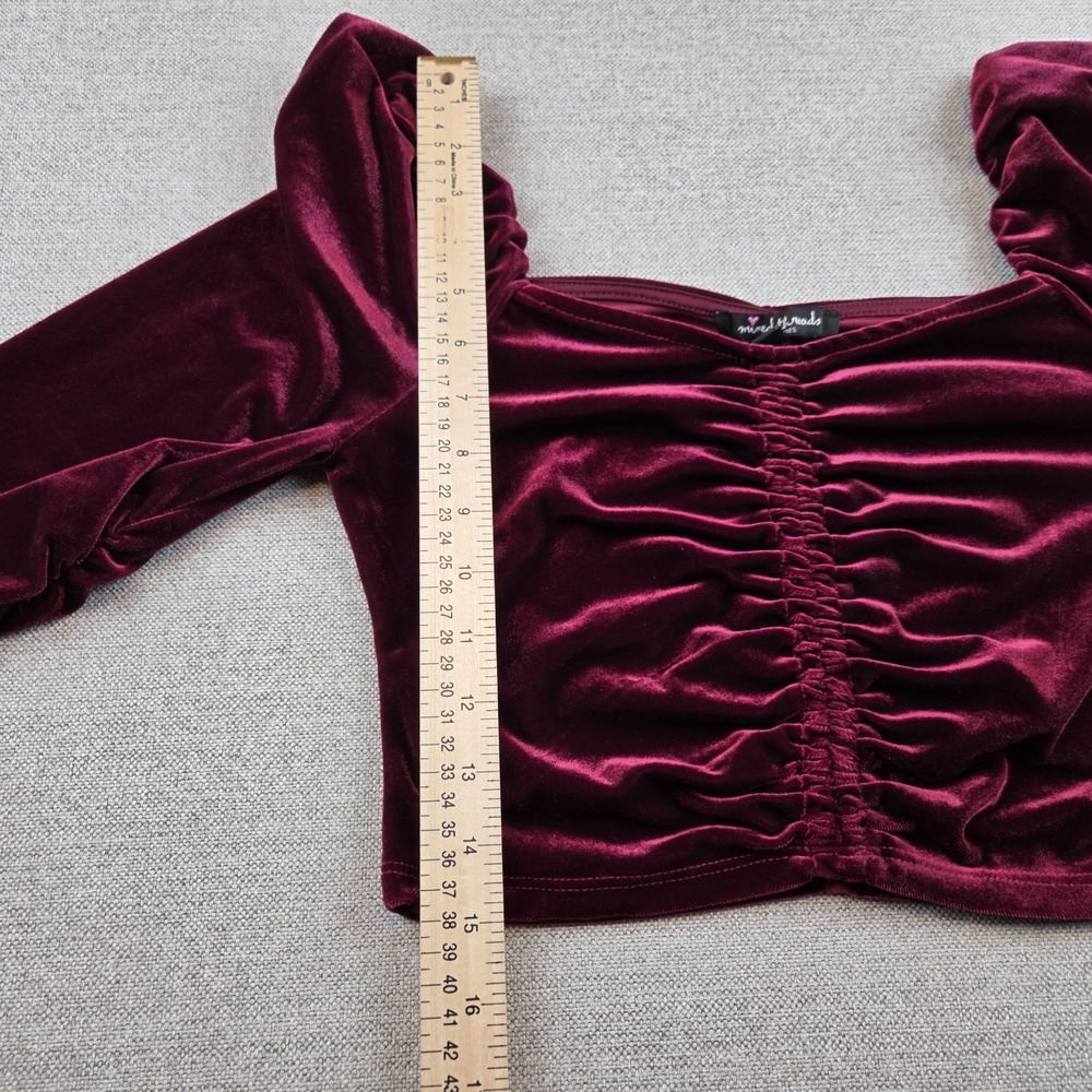 Mixed Threads LA Velvet Crop Top Women's M Burgundy Whimsigoth Vamp Witchy Y2K - Picture 7 of 7